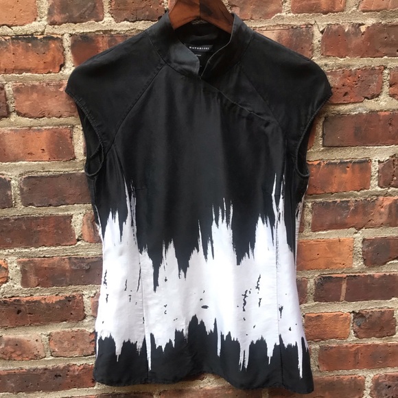 Natori Tops - Natori silk mandarin collar top